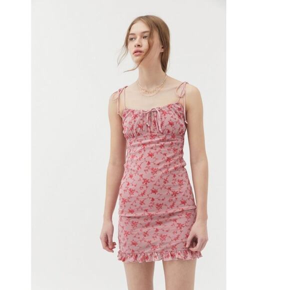 Motel Kariel Pink Floral Mini Dress - Picture 1 of 6